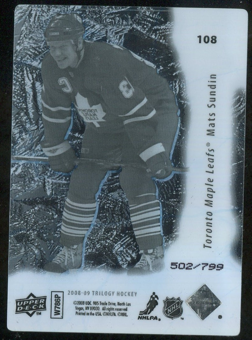 2008-09 Upper Deck Trilogy Frozen in Time #108 Mats Sundin 502/799
