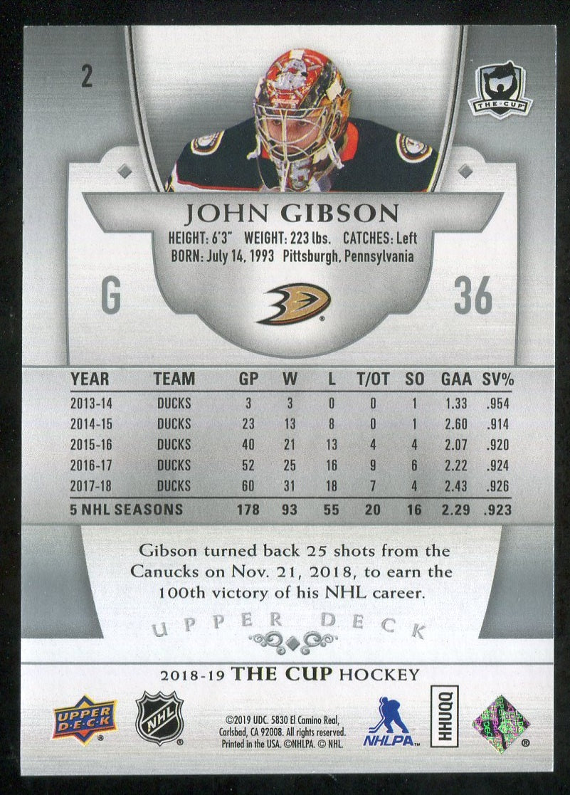 2018-19 The Cup #2 John Gibson 245/249