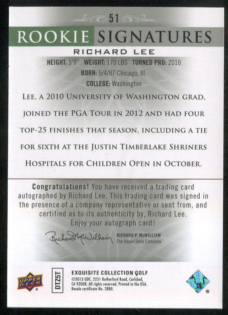 2014 Exquisite Collection #51 Richard Lee AU RC 082/199 !!