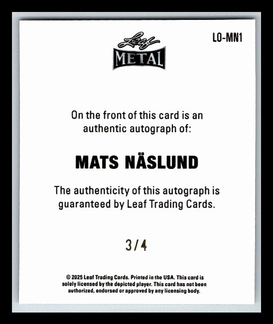 2025 Leaf Metal Hockey Legends Autograph Blue 3/4 !!