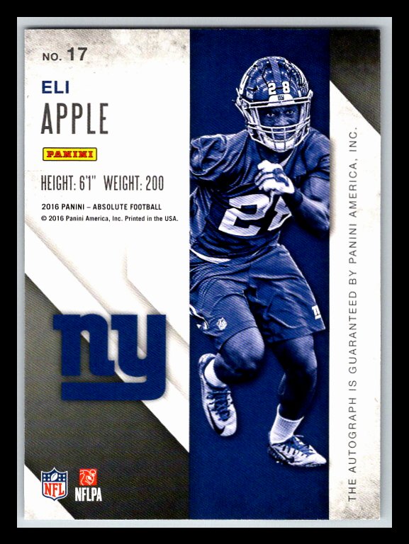 2016 Absolute Rook Ink Blue #17 Eli Apple RC