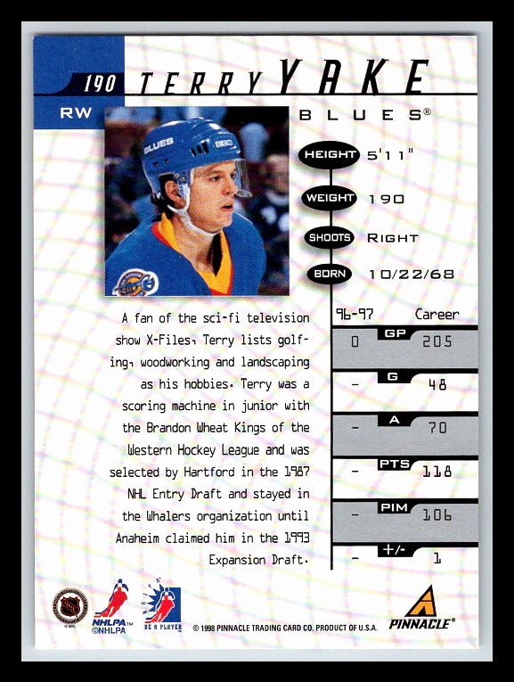 1997-98 Be A Player Autographs #190 Terry Yake