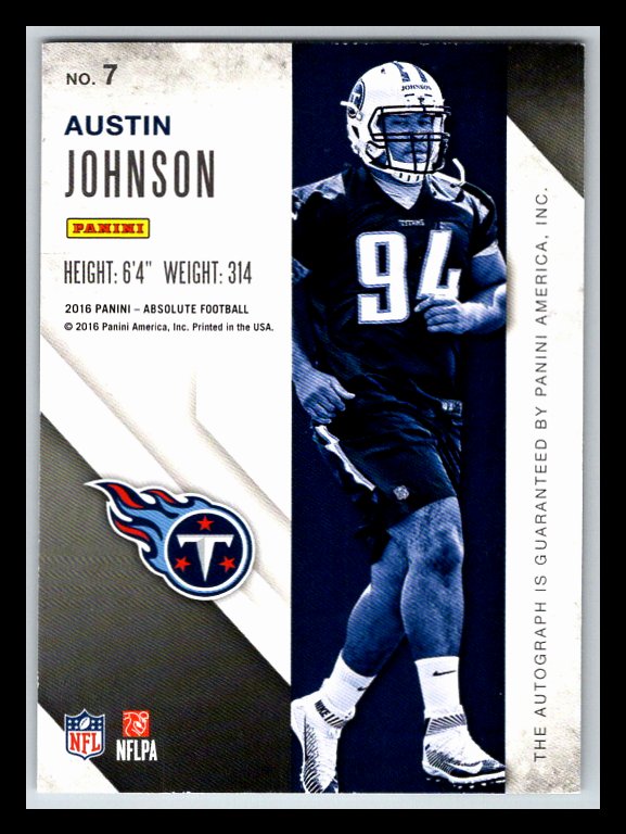2016 Absolute Rook Ink Blue #7 Austin Johnson