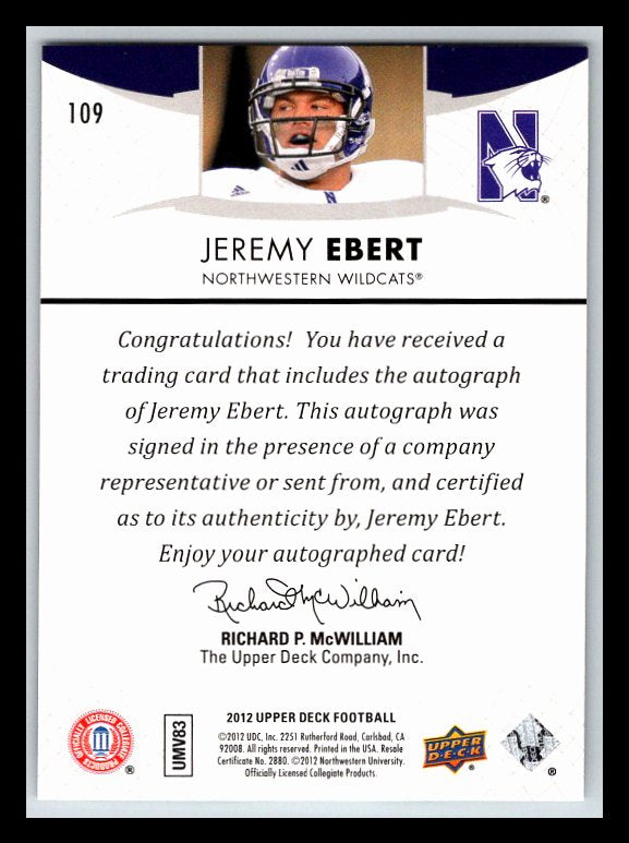 2012 Upper Deck Rookie Autographs #109 Jeremy Ebert