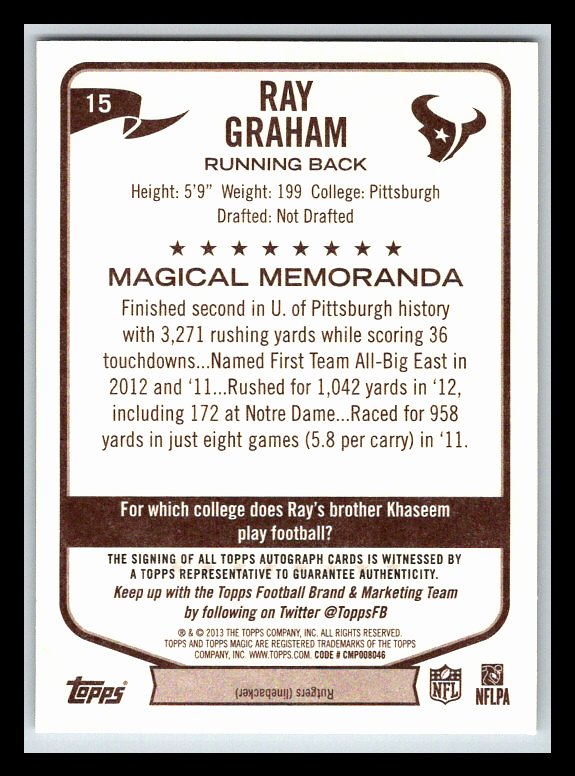 2013 Topps Magic Autographs #15 Ray Graham