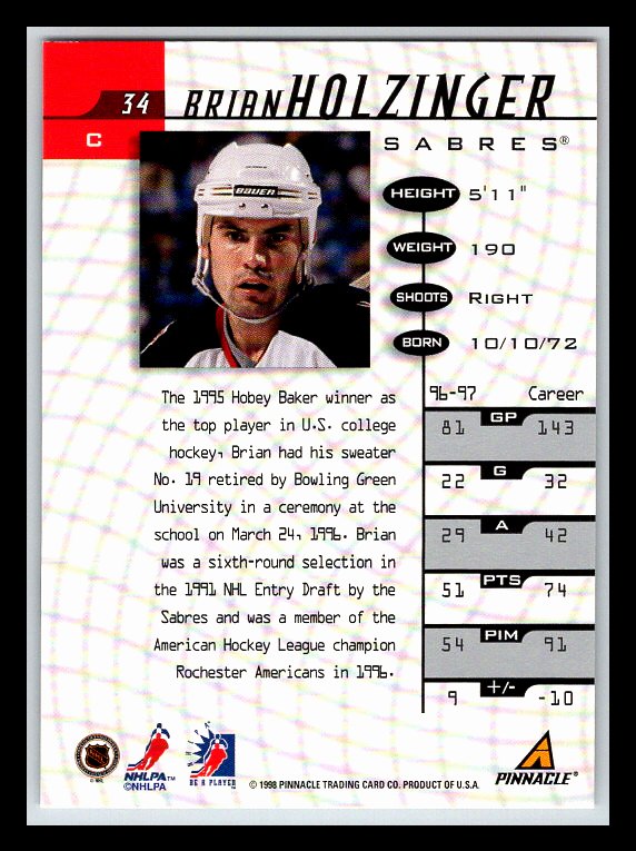 1997-98 Be A Player Autographs #34 Brian Holzinger