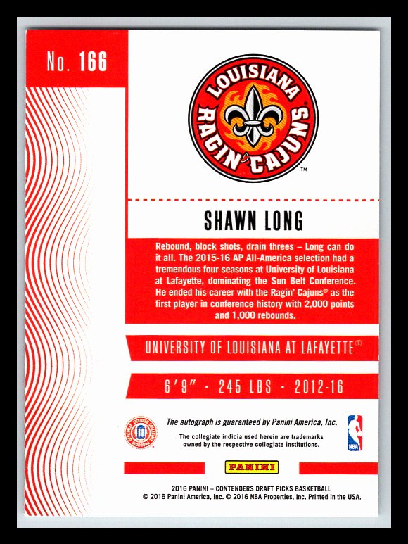 2016-17 Panini Contenders Draft Picks #166 Shawn Long AU