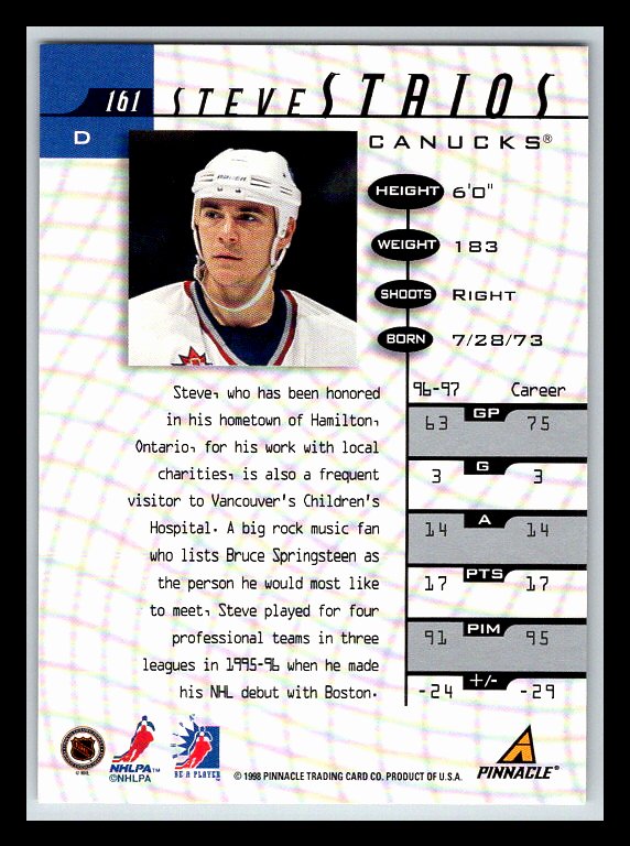 1997-98 Be A Player Autographs #161 Steve Staios