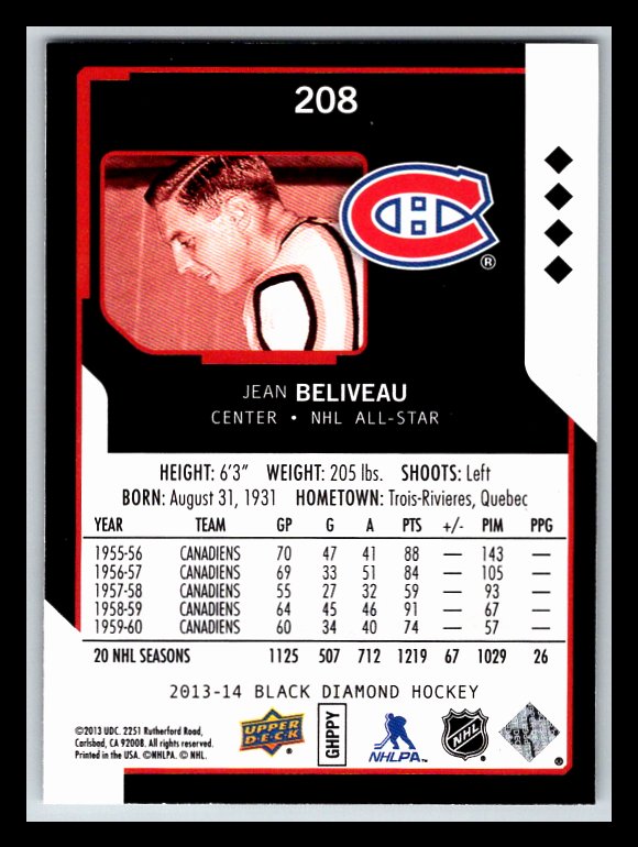 2013-14 Black Diamond #208 Jean Beliveau AS