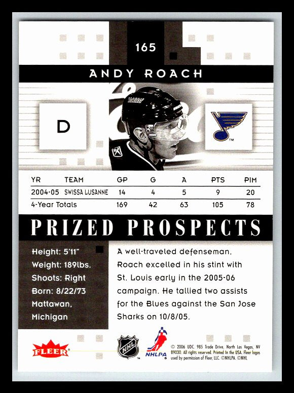 2005-06 Hot Prospects White Hot #165 Andy Roach RC 01/10 !!