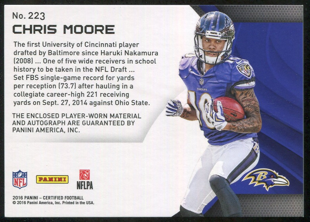 2016 Certified Mirror Orange #223 Chris Moore JSY AU 274/349 !!