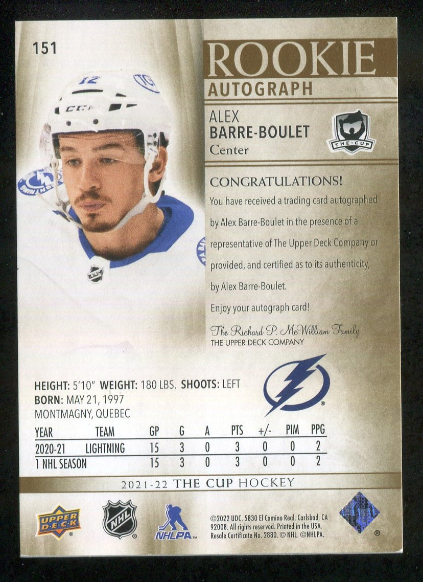 2021-22 The Cup Gold #151 Alex Barre-Boulet AU RC 06/24 !!