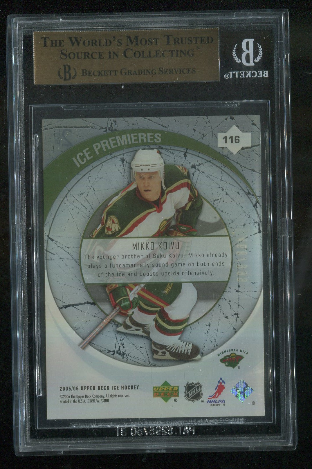 2005-06 Upper Deck Ice #116 Mikko Koivu RC 468/999 GRADED BGS 9.5 !!
