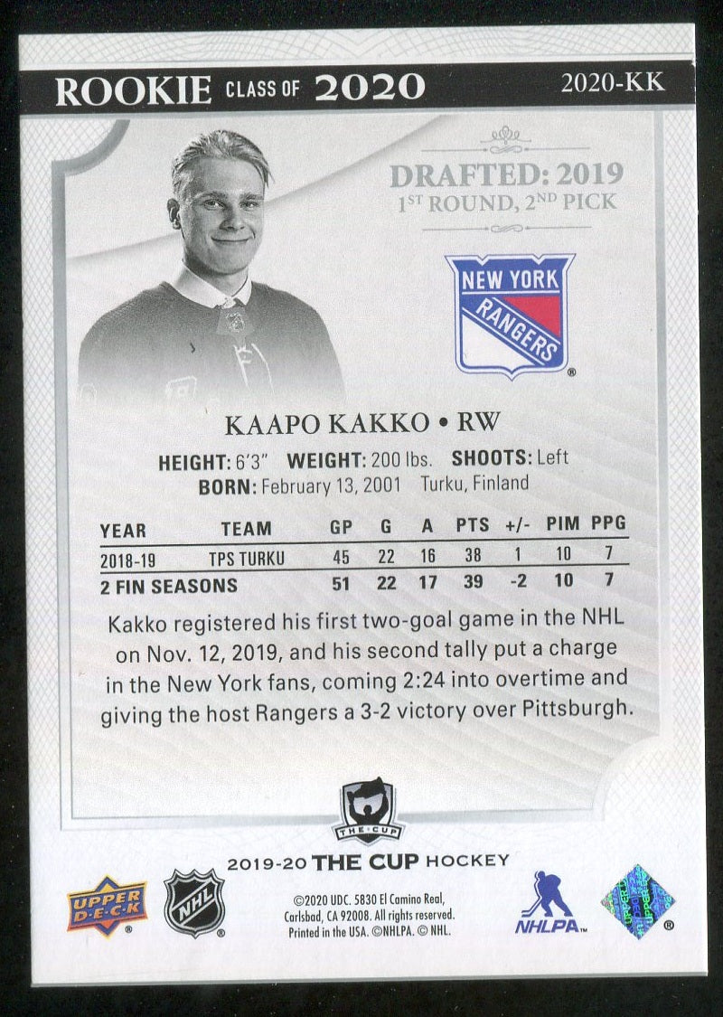 2019-20 The Cup Rookie Class of 2020 #2020KK Kaapo Kakko 128/249 !!