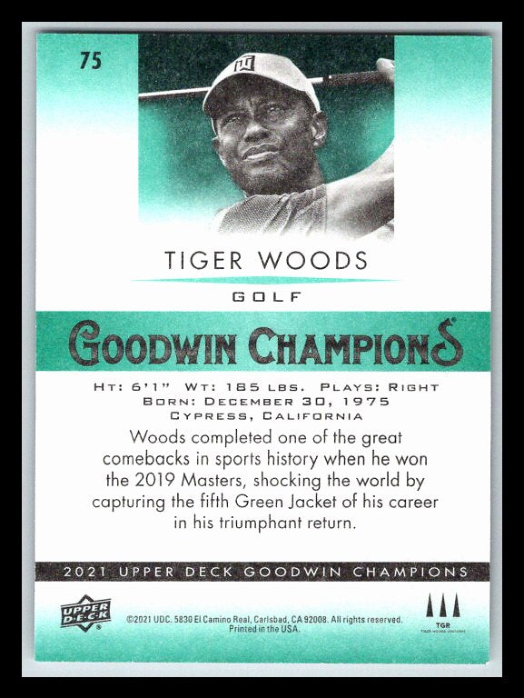 2021 Upper Deck Goodwin Champions #75 Tiger Woods