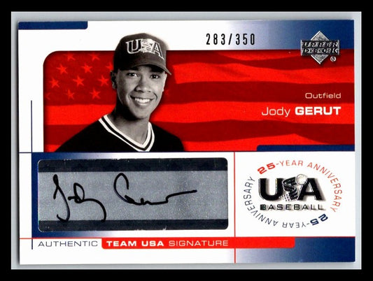 2004 USA Baseball 25th Anniversary Signatures Black Ink #GER Jody Gerut 283/350 !!