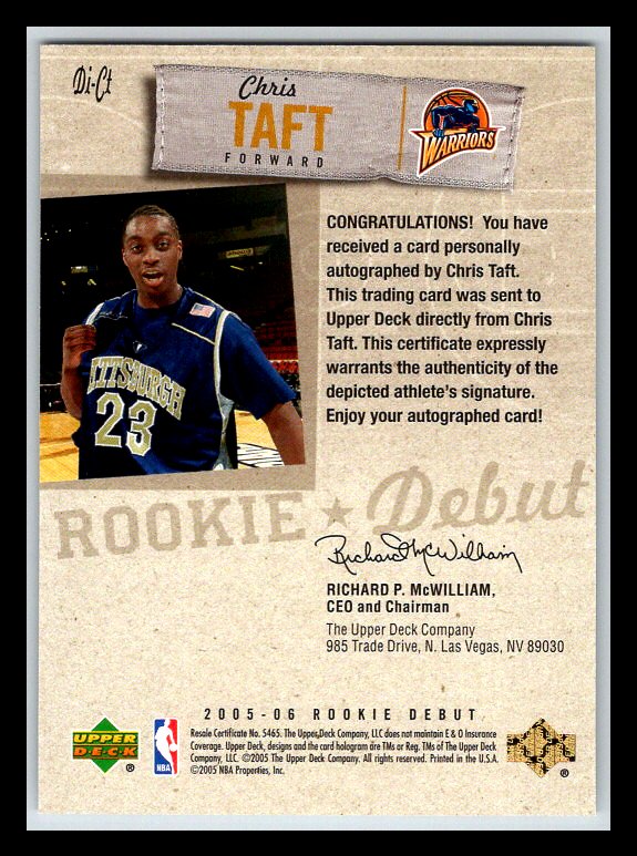 2005-06 Upper Deck Rookie Debut Ink #CT Chris Taft