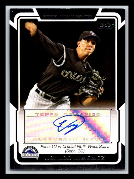 2008 Topps Highlights Autographs #UJ Ubaldo Jimenez