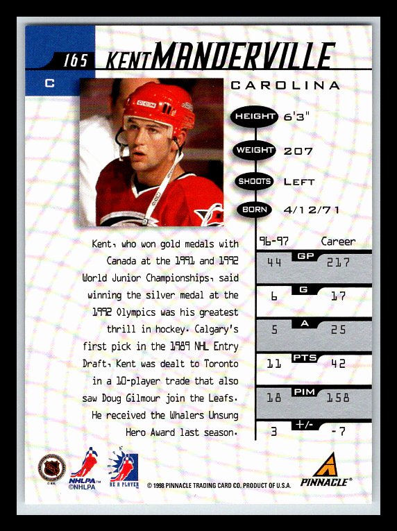 1997-98 Be A Player Autographs #165 Kent Manderville