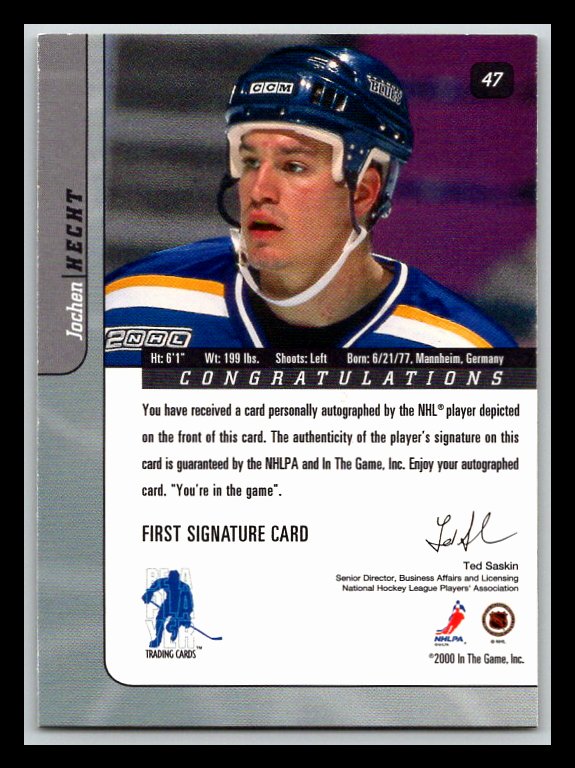 2000-01 BAP Signature Series Autographs Gold #47 Jochen Hecht