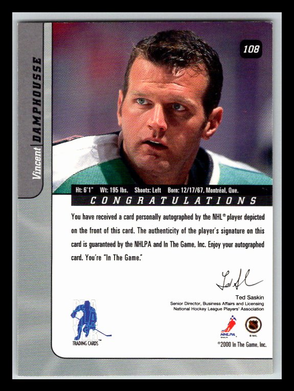 2000-01 BAP Signature Series Autographs Gold #108 Vincent Damphousse