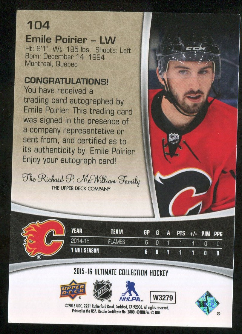 2015-16 Ultimate Collection #104 Emile Poirier AU RC 071/299 !!