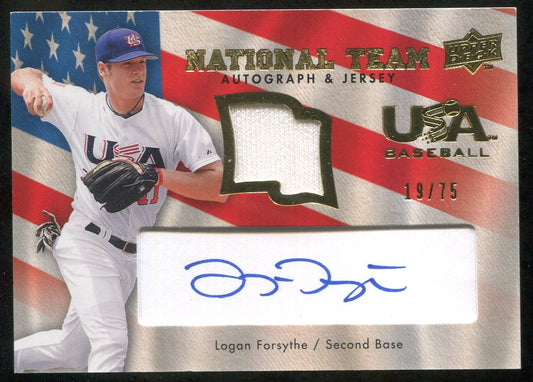 2008 Upper Deck USA National Team Jerseys Autographs Blue #LF Logan Forsythe 19/75 !!