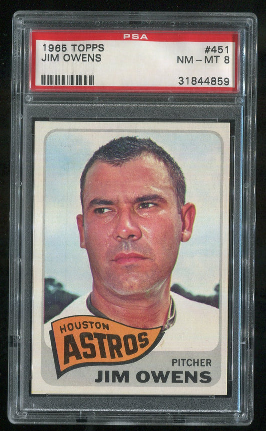 1965 Topps #451 Jim Owens GRADED PSA 8 !!