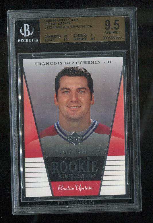 2002-03 Upper Deck Rookie Update #132 Francois Beauchemin RC 0703/1500 GRADED BGS 9.5 !!